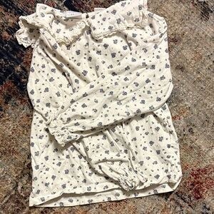 KIDS Zara Cream Top with Blue Floral Accents